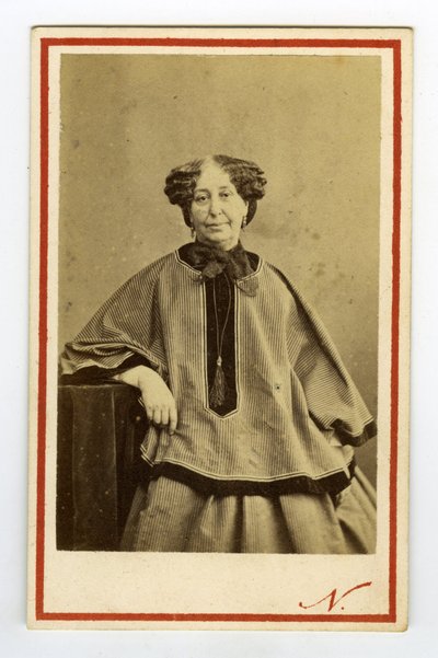 Portrét spisovatele George Sandové (1804-1876) (Aurore Dupin), baronky Dudevant. Vizitka od Nadar