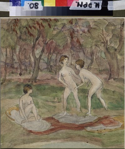 Koupající se. Dílo Nadezhdy Sergeyevna Psishcheva (1881-1913), akvarel na papíře od Nadezhda Psishcheva