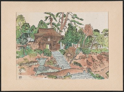 Chrám De Matsunodera Chrám Aobayama Matsuodera (název na objektu) Houtsnedes van heilige Kannon tempels (název série) Wooblock otisky posvátných chrámů Kannon (název série na objektu) Mokuhanga Kannon reijô sen (název série na objektu) od Nakazawa Hiromitsu