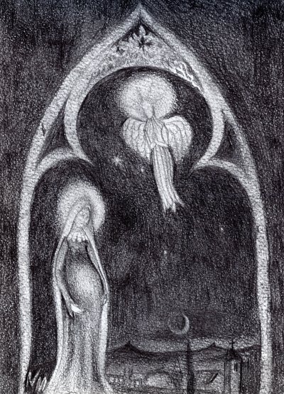Angel Gabriel, 2015, (studie grafitové tužky na kartě) od Nancy Moniz Charalambous