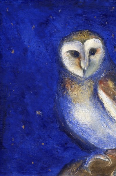 Magická noc 1, 2013, (olej a plátek zlata na papíře) od Nancy Moniz Charalambous