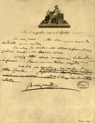 Dopis prvního konzula Napoleona Bonaparta hraběti z Provence, 6. září 1800, 1921. od Napoleon Bonaparte I