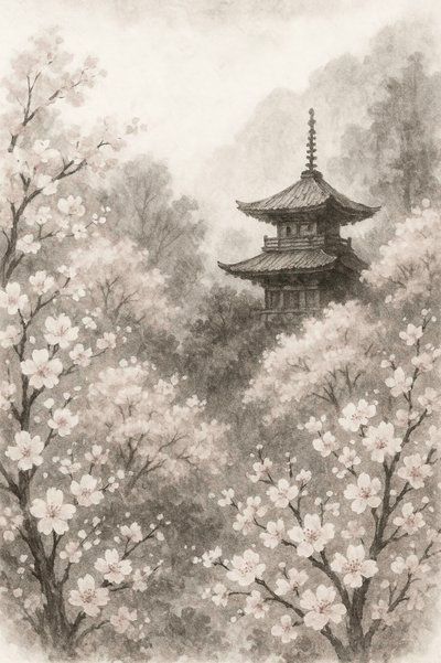 Květy japonské pagodové třešně od Natalie Bruns