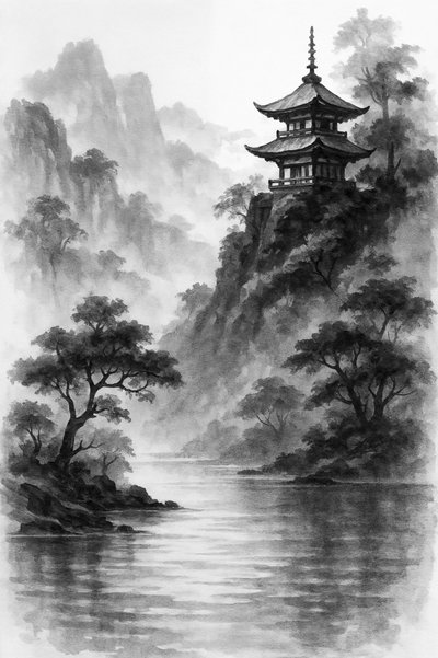 Pagoda v Mlžných horách od Natalie Bruns