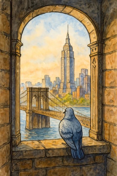 Pigeonův pohled na New York od Natalie Bruns