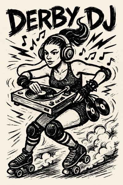 DJ na roller derby od Natalie Bruns