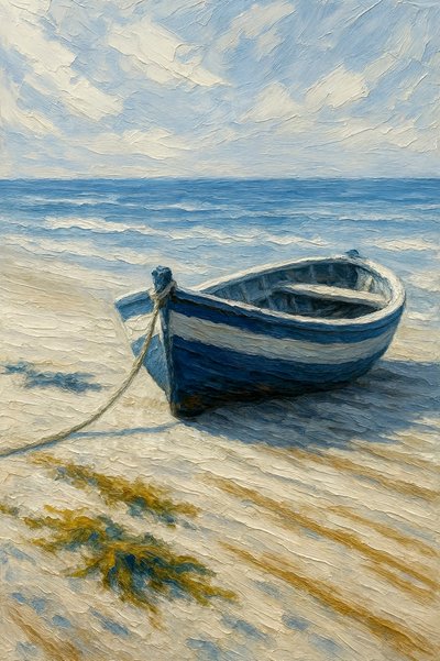 Pláž Serene Blue Boat od Natalie Bruns