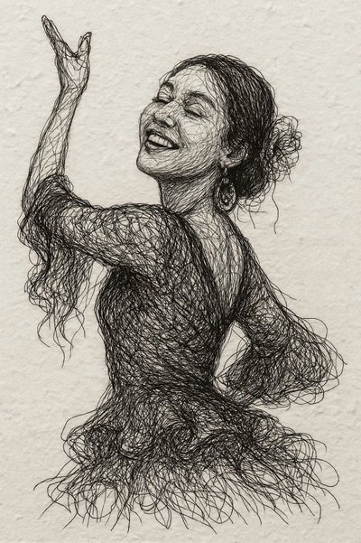 Usmívající se tanečnice flamenca od Natalie Bruns