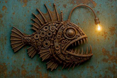Steampunková lampa ve tvaru mořské ďasnice od Natalie Bruns