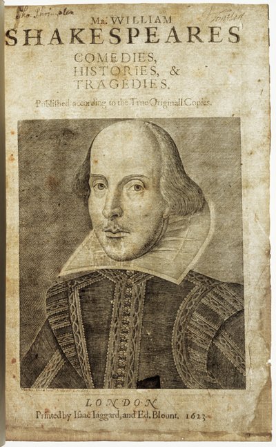 Portrét Williama Shakespeara na frontispisu knihy Comedies, histories,  tragedies i... od Nathan Benn