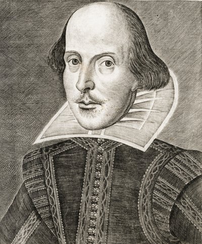 Portrét Williama Shakespeara na frontispisu knihy Comedies, histories,  tragedies i... od Nathan Benn
