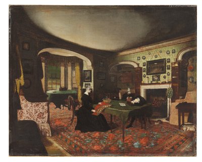Reverend Charles Crawley spal při psaní svého kázání (olej na plátně) od Nathan Hughes