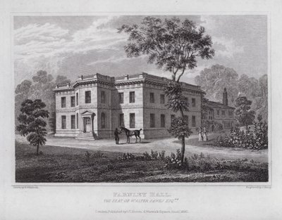 Farnley Hall, sídlo Waltera Fawkse (rytina) od Nathaniel (after) Whittock