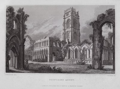Fountains Abbey (rytina) od Nathaniel (after) Whittock