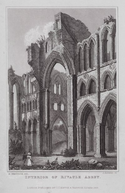 Interiér opatství Rivaulx (rytina) od Nathaniel (after) Whittock