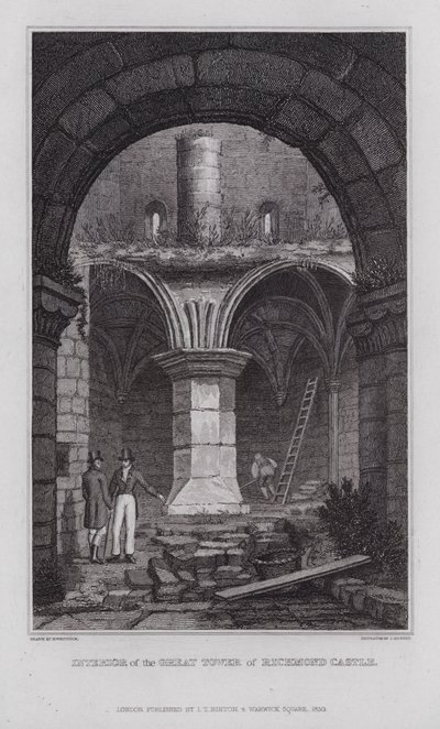 Interiér Velké věže hradu Richmond (rytina) od Nathaniel (after) Whittock