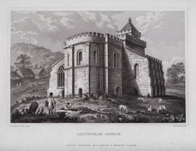 Lestingham Church (rytina) od Nathaniel (after) Whittock