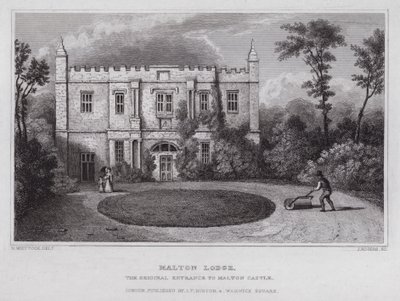 Malton Lodge, původní vchod do hradu Malton (rytina) od Nathaniel (after) Whittock