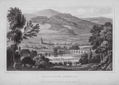 Otley Bridge, Wharfdale (rytina) od Nathaniel (after) Whittock
