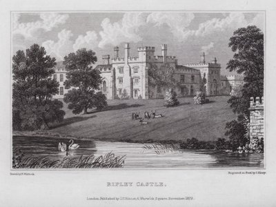 Ripley Castle (rytina) od Nathaniel (after) Whittock
