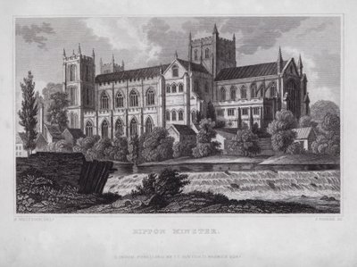 Rippon Minster (rytina) od Nathaniel (after) Whittock