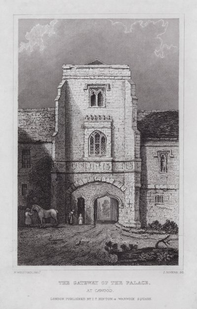 Brána paláce, v Cawood (rytina) od Nathaniel (after) Whittock