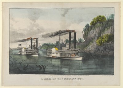 A Race on the Mississippi, 1870., 1870. Tvůrci: Nathaniel Currier, James Merritt Ives, Currier a Ives. od Currier and Ives