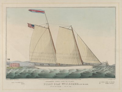 Mimořádný expres přes Atlantik - Pilotní člun William J. Romer, kapitán McGuire, ..., 1846. od Nathaniel Currier