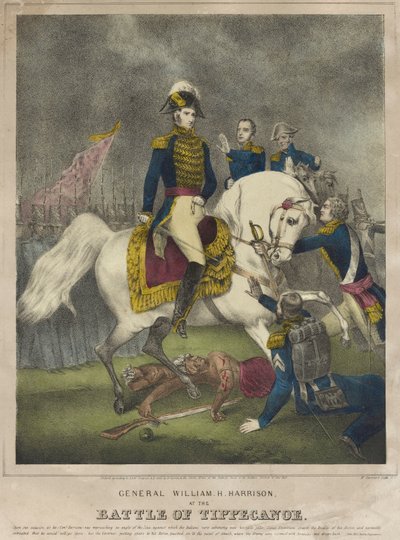 Generál William H. Harrison v bitvě u Tippecanoe od Nathaniel Currier