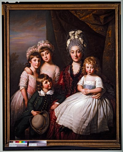 Lady Cooperová obklopená svými dětmi, nedatováno (plátno) od Nathaniel Dance