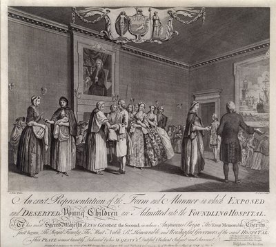 Přesné vyobrazení formy a způsobu, jakým jsou do nalezince přijímány opuštěné malé děti, 1749 od Nathaniel Parr