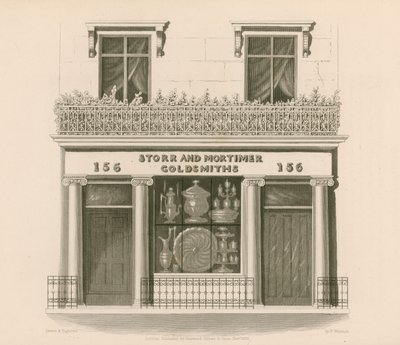 Prodejna v iontovém stylu pánů Storra a Mortimera, zlatníků a klenotníků, č. 156, Bond Street, Londýn od Nathaniel Whittock