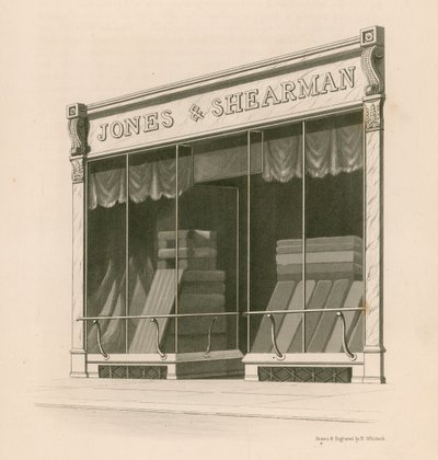 Prodejna před pány Jonesem a Shearmanem, Blackfriars Road, Londýn od Nathaniel Whittock