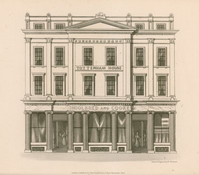 Prodejna před Shoolbred and Cooke, Drapers, Tottenham Court Road, Londýn od Nathaniel Whittock