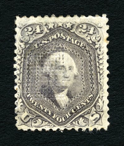 24c Washington F Grill singl, 1867. od National Bank Note Company