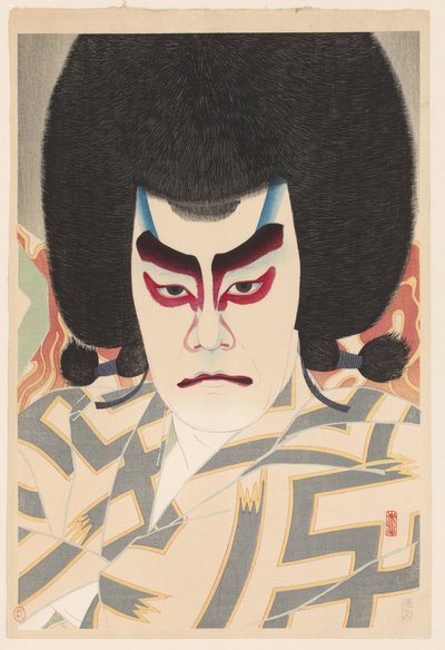 Ichikawa Sadanji jako Narukami 36 portrétů herců v různých rolích (název seriálu) od Natori Shunsen