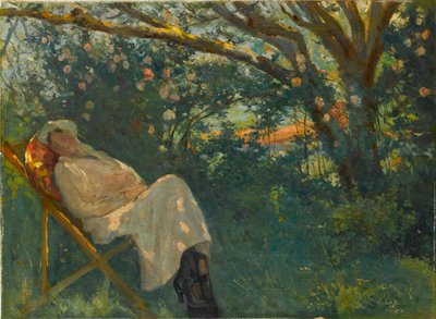 "Dáma v růžovém na lenošku" Obraz Nazmi Ziya Gueran (1881-1937) - 1904 - Olej na plátně Rozměr 54x73 cm Muzeum Sakip Sabanci, Istanbul od Nazmi Ziya Gueran