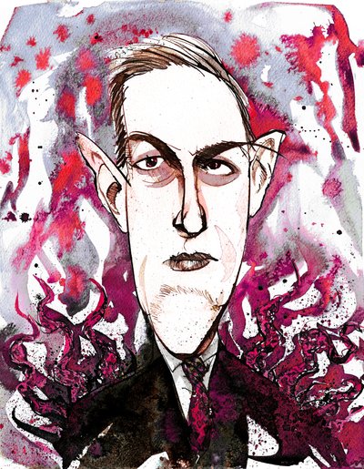 americký spisovatel hororů a sci-fi Howard Phillips Lovecraft (1890-1937); karikatura od Neale Osborne