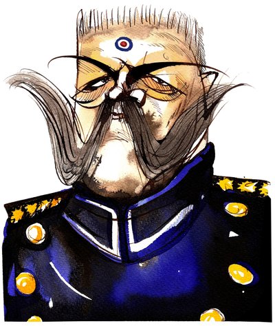 Paul von Hindenburg - německý generál a prezident polského původu (1847-1934); barevná karikatura od Neale Osborne