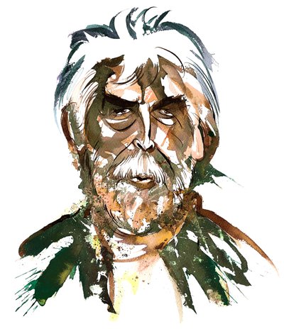 Sir Harrison Birtwistle - barevná karikatura od Neale Osborne
