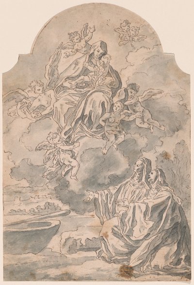 Panna a dítě se zjevují dvěma ženským mniškám od Neapolitan 17th Century