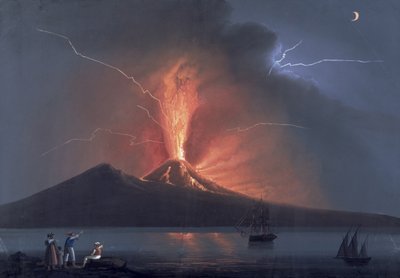 Neapol: Erupce Vesuvu, 22. října 1822 (kvaš) od Neapolitan School