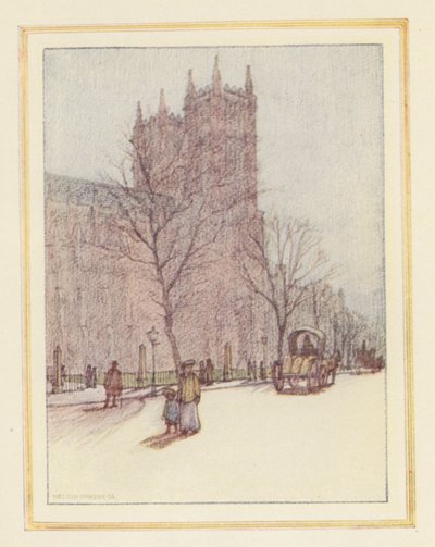 Westminsterské opatství (barevná litografie) od Nelson Dawson