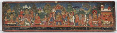Přebal buddhistického rukopisu (neprůhledné wc na dřevě) od Nepalese School