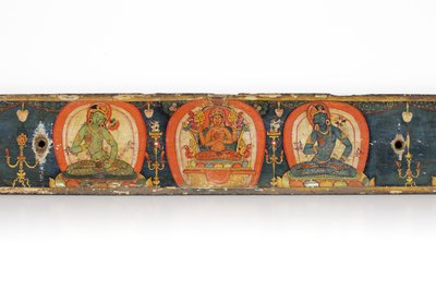 Manuscript of The Five Protections, zadní obálka, 1138 (neprůhledné wc a inkoust na dřevě) od Nepalese School
