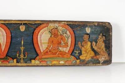 Manuscript of The Five Protections, přední obálka, 1138 (neprůhledné wc a inkoust na dřevě) od Nepalese School
