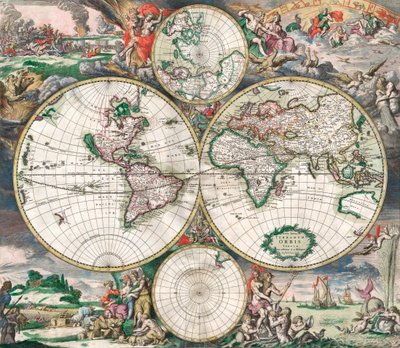 Starožitná holandská mapa světa od Netherlandish School