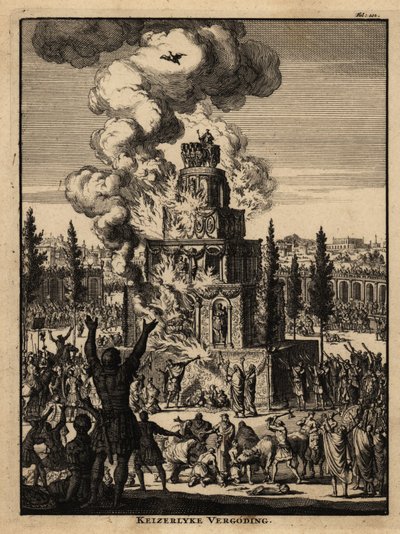Pětipatrová pohřební hranice pro římského císaře v Římě. od Netherlandish School