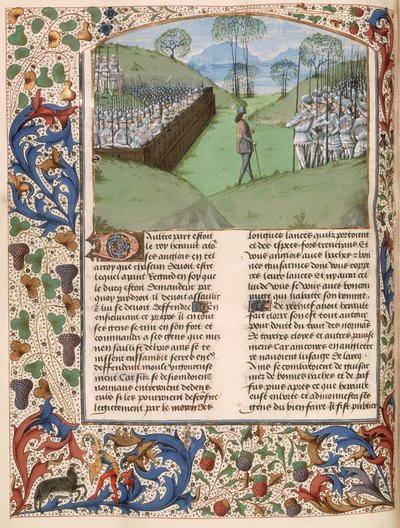 MS Royal 15 E.IV fol.231v Saská palisáda v bitvě u Hastingsu (1066) z 