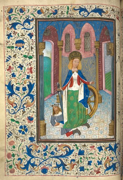 Miniatura Kateřiny Alexandrijské s římským císařem Maxentiem (Marcus Aurelius Valerius Maxentius Augustus) (vellum) od Netherlandish School